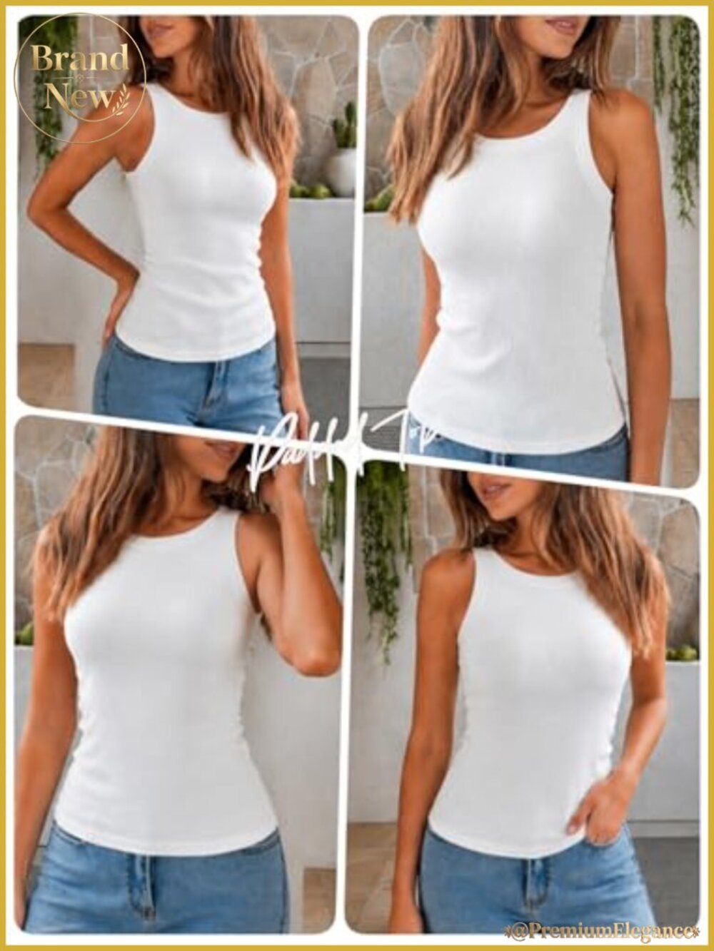 Built-in Bra Racerback Cotton Rib Tank Top - Picture 6 of 6